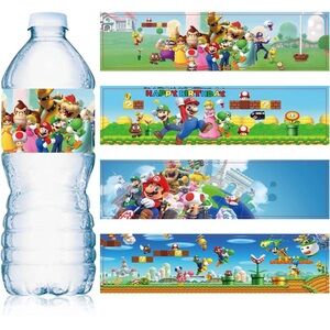 ‘Happy Birthday’ Mario water bottle stickers